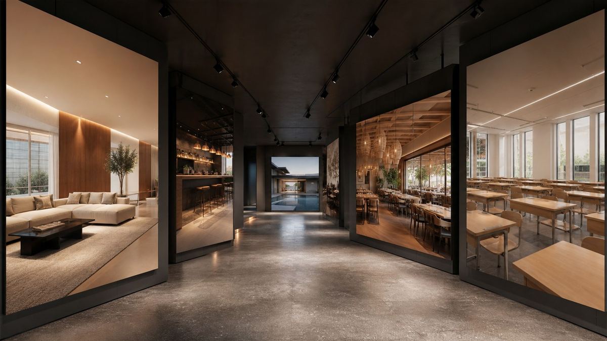 Architectural portfolio gallery with residential commercial restaurant school and architecture projects