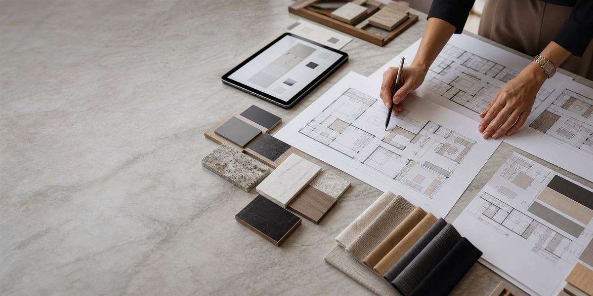 Interior project questionnaire with drawings BOM references and material samples