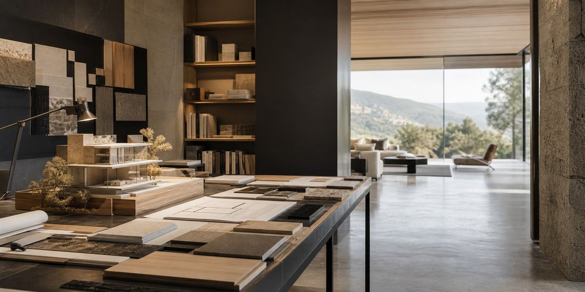 Architecture studio for interior design and construction material coordination
