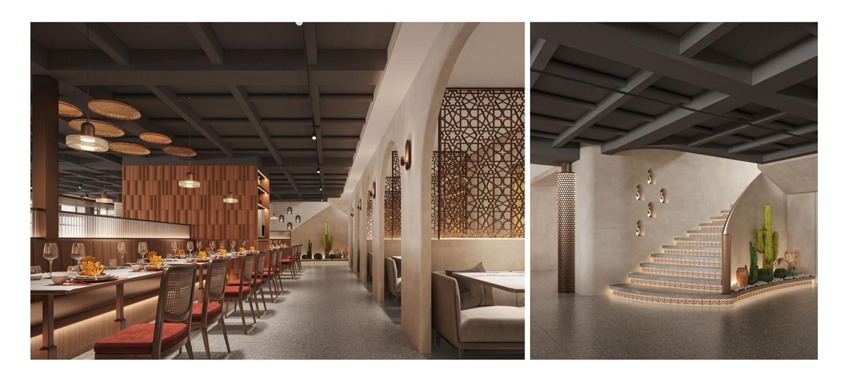 Commercial interior material and furniture scheme