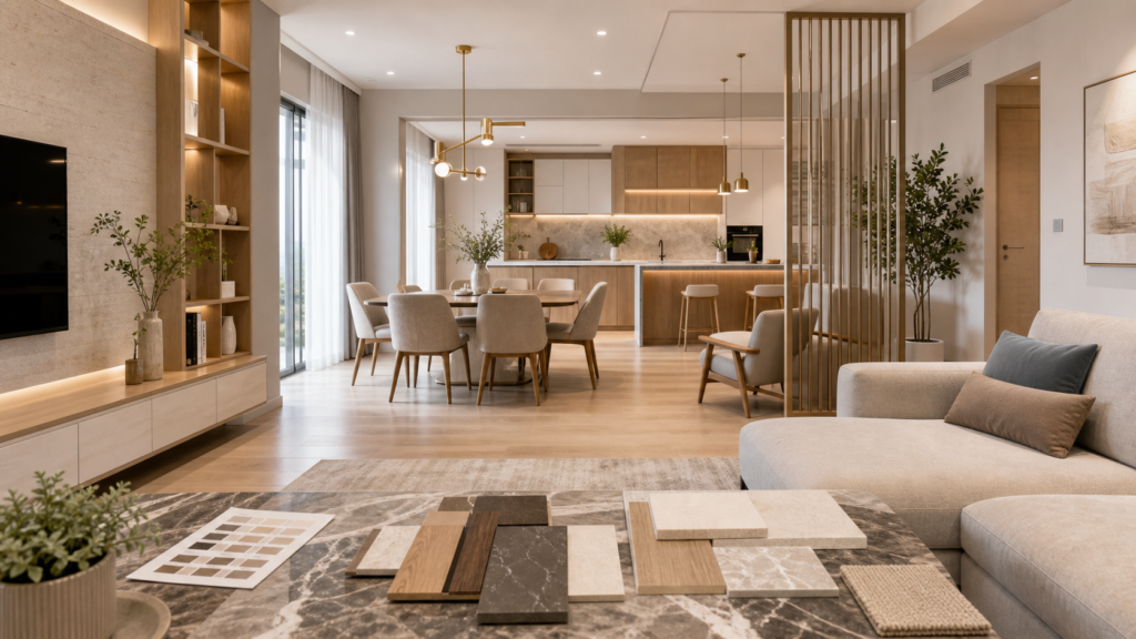 118 sqm Three-Bedroom Apartment: Creative Style and Kitchen Design Ideas