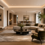 HOMESEE-Decor 150 sqm large living room design cover for interior materials sourcing and project design