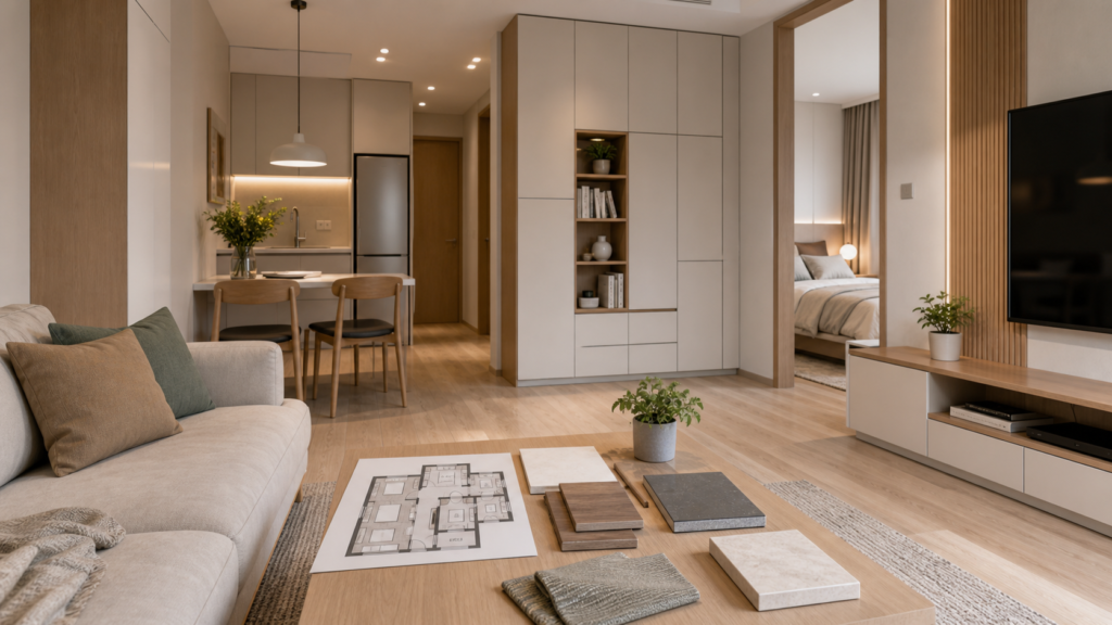 54 sqm Small Apartment Renovation: Light Decoration and Layout Tips