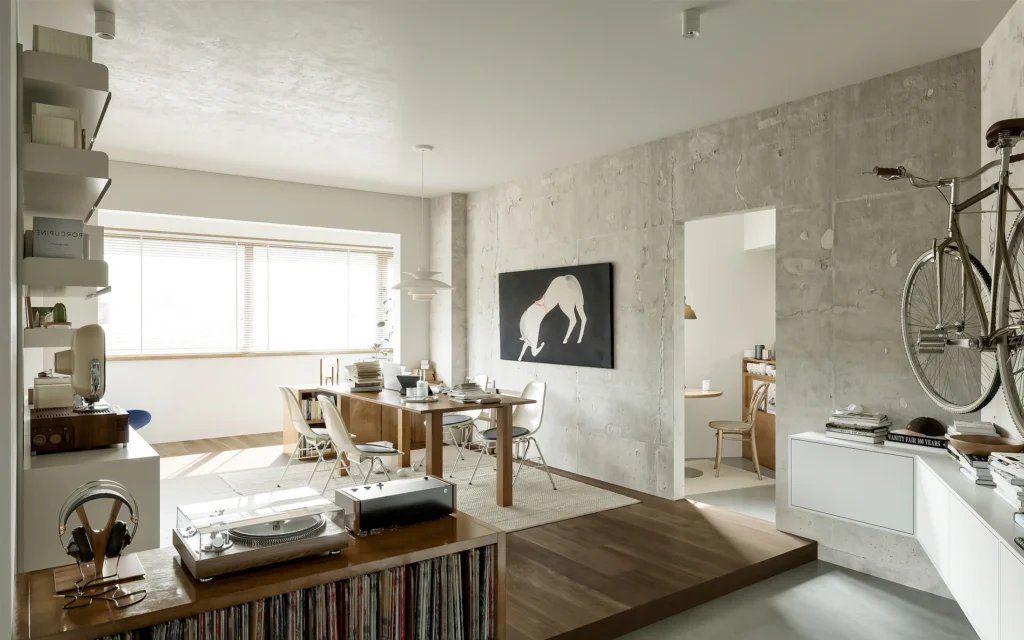 HOMESEE Mid-Century Office and Living Workspace Interior Design office interior case image 03