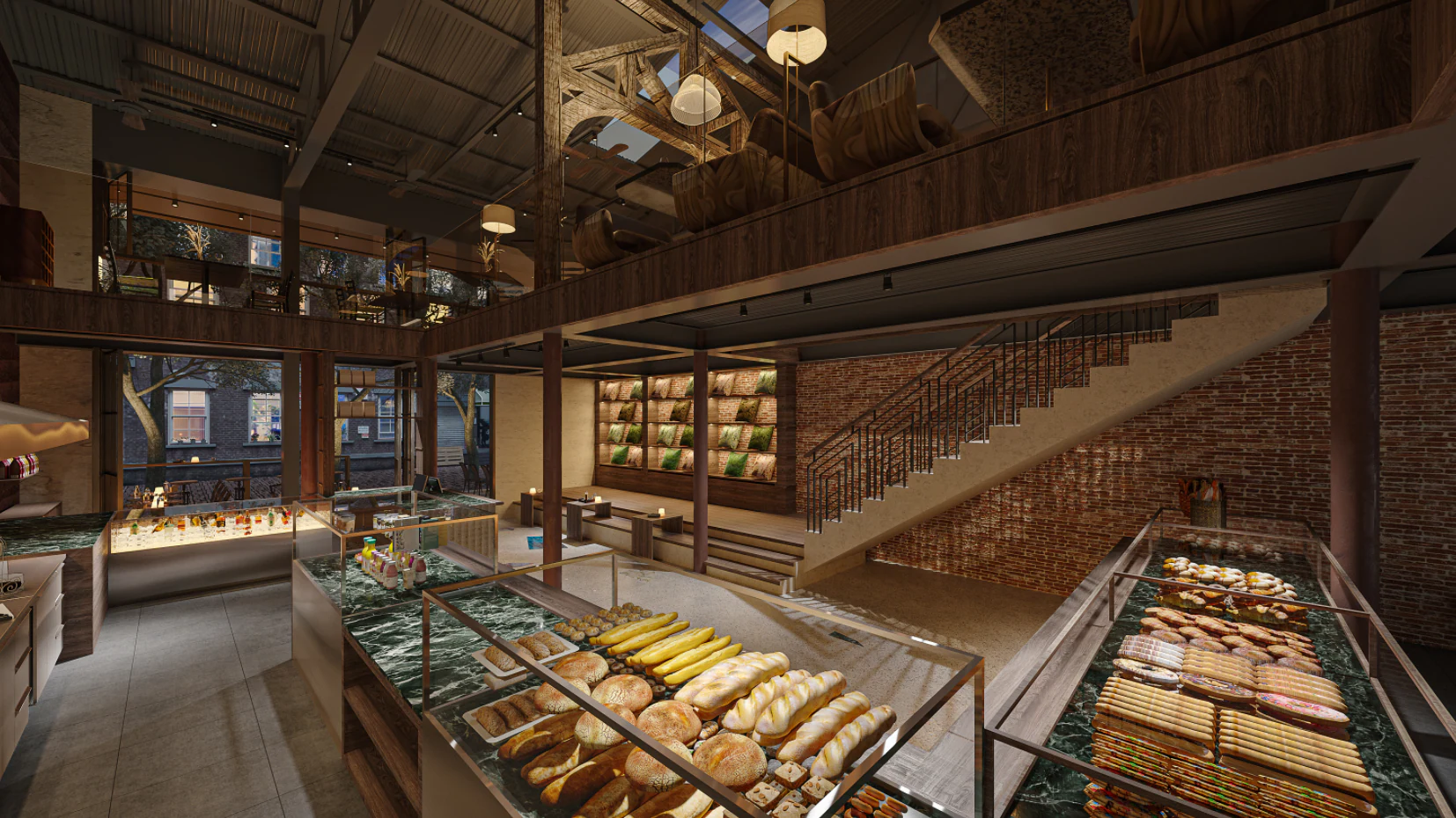 HOMESEE Dark Tone Cafe And Dessert Shop Interior Design restaurant interior case image 03