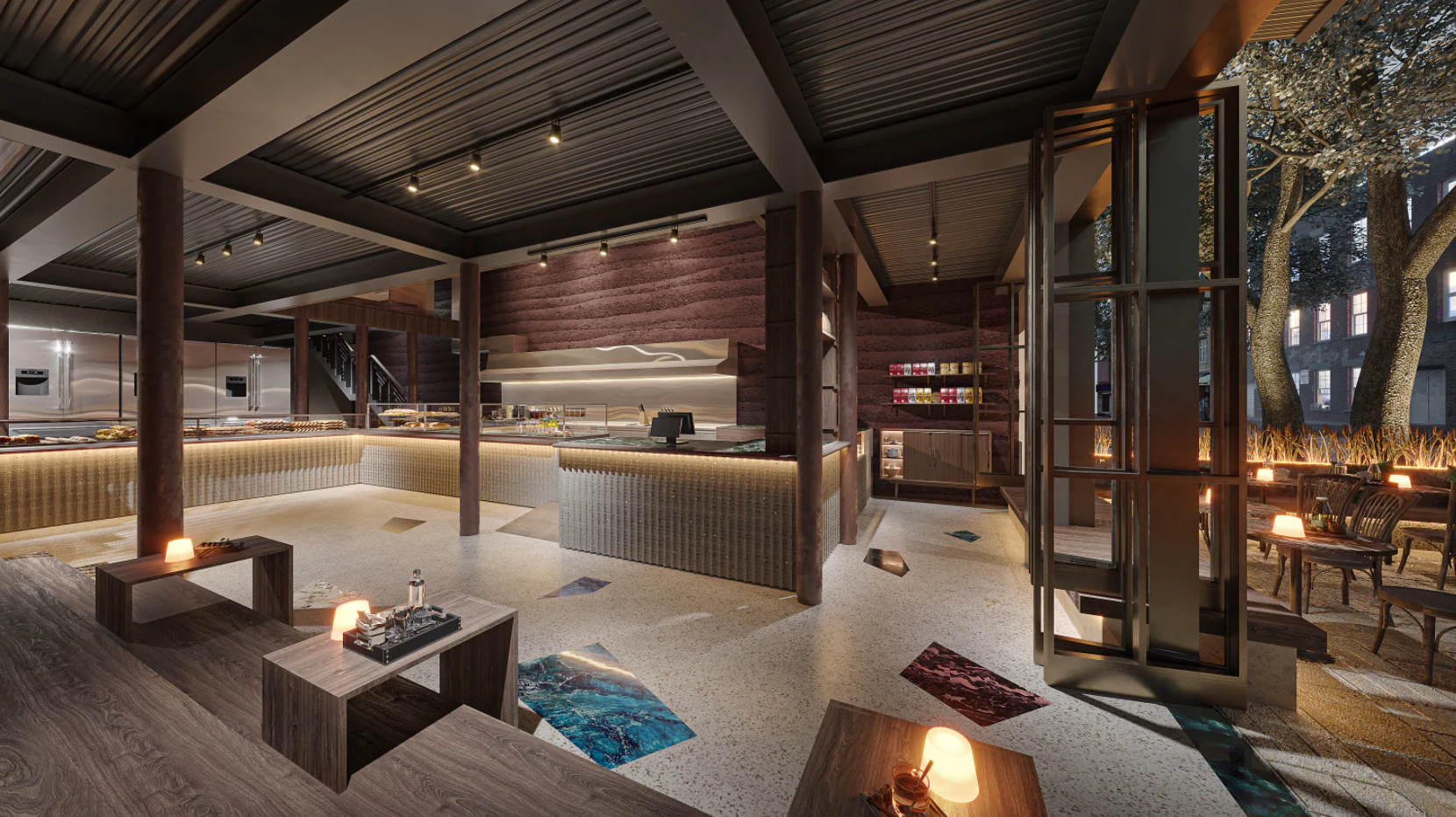 HOMESEE Dark Tone Cafe And Dessert Shop Interior Design restaurant interior case image 08