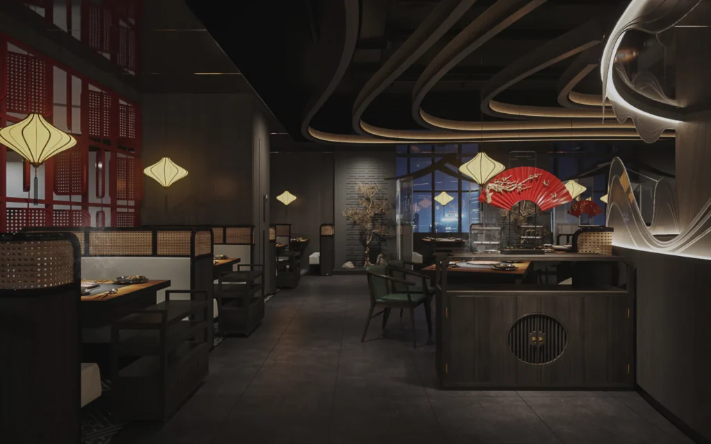HOMESEE Dark Tone Chinese Restaurant Interior Design restaurant interior case image 04