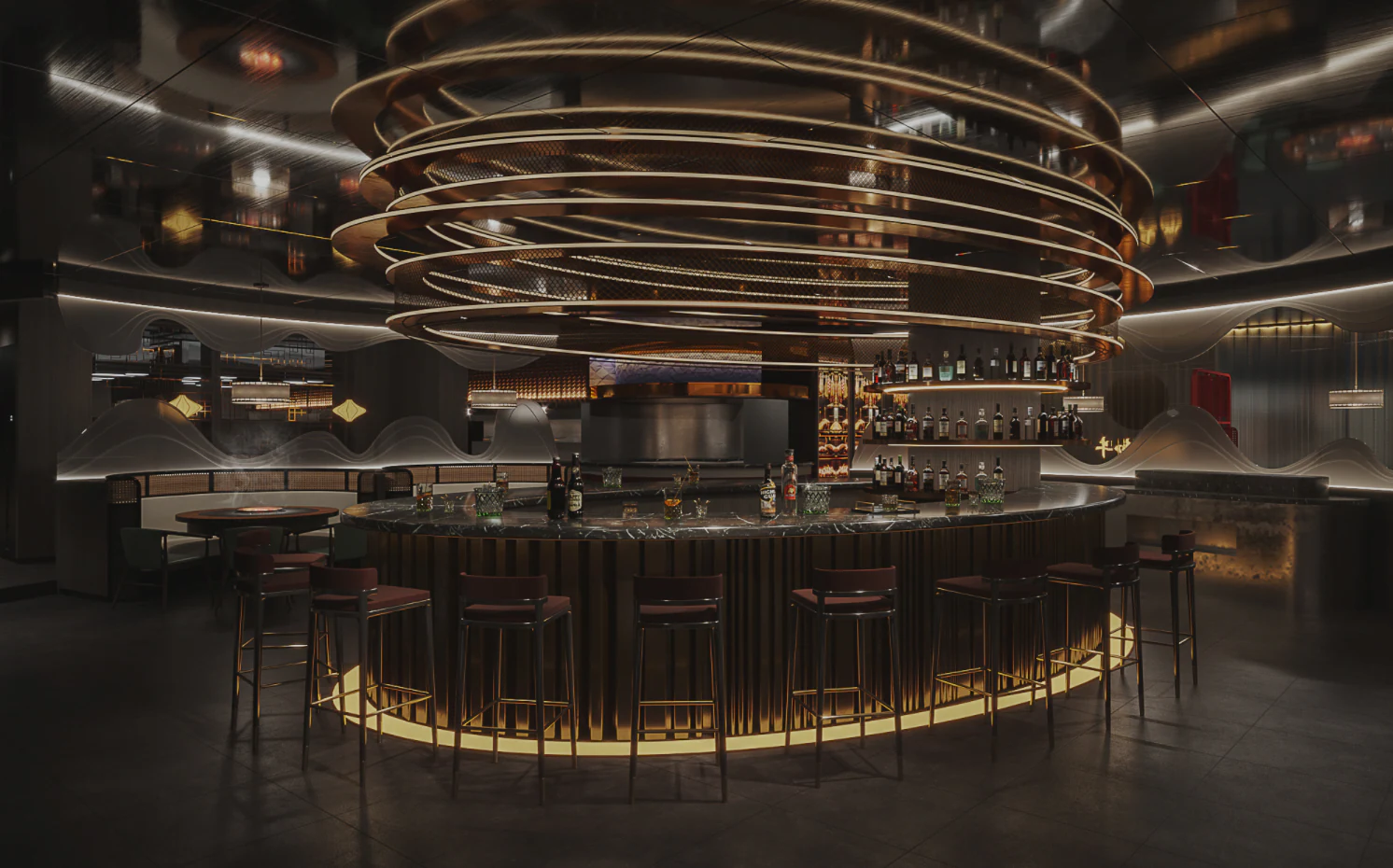 HOMESEE Dark Tone Chinese Restaurant Interior Design restaurant interior case image 05
