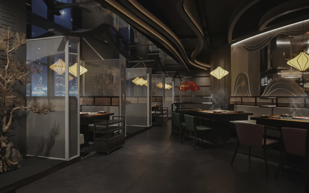 HOMESEE Dark Tone Chinese Restaurant Interior Design restaurant interior case image 09