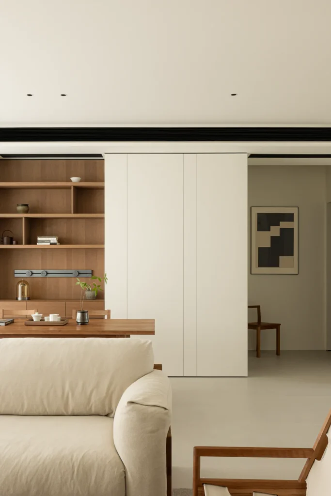 HOMESEE Taizhou Cream and Wood Large Apartment Interior Design Cream Interior Design case image 05