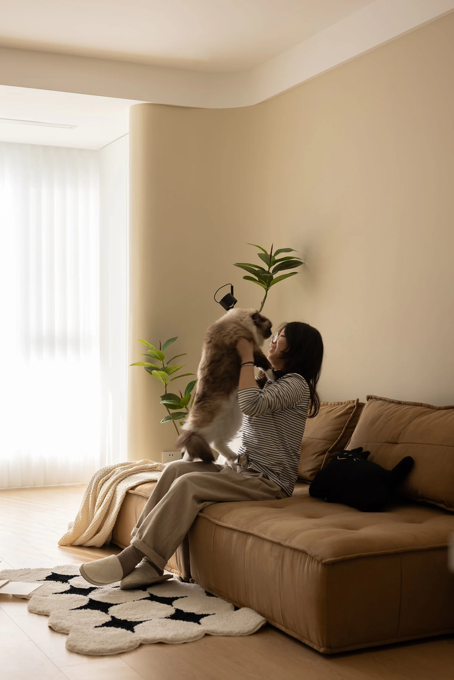 HOMESEE Sunshine City Tanyuan 80 sqm Cream Cat-Friendly Home Cream Interior Design case image 05