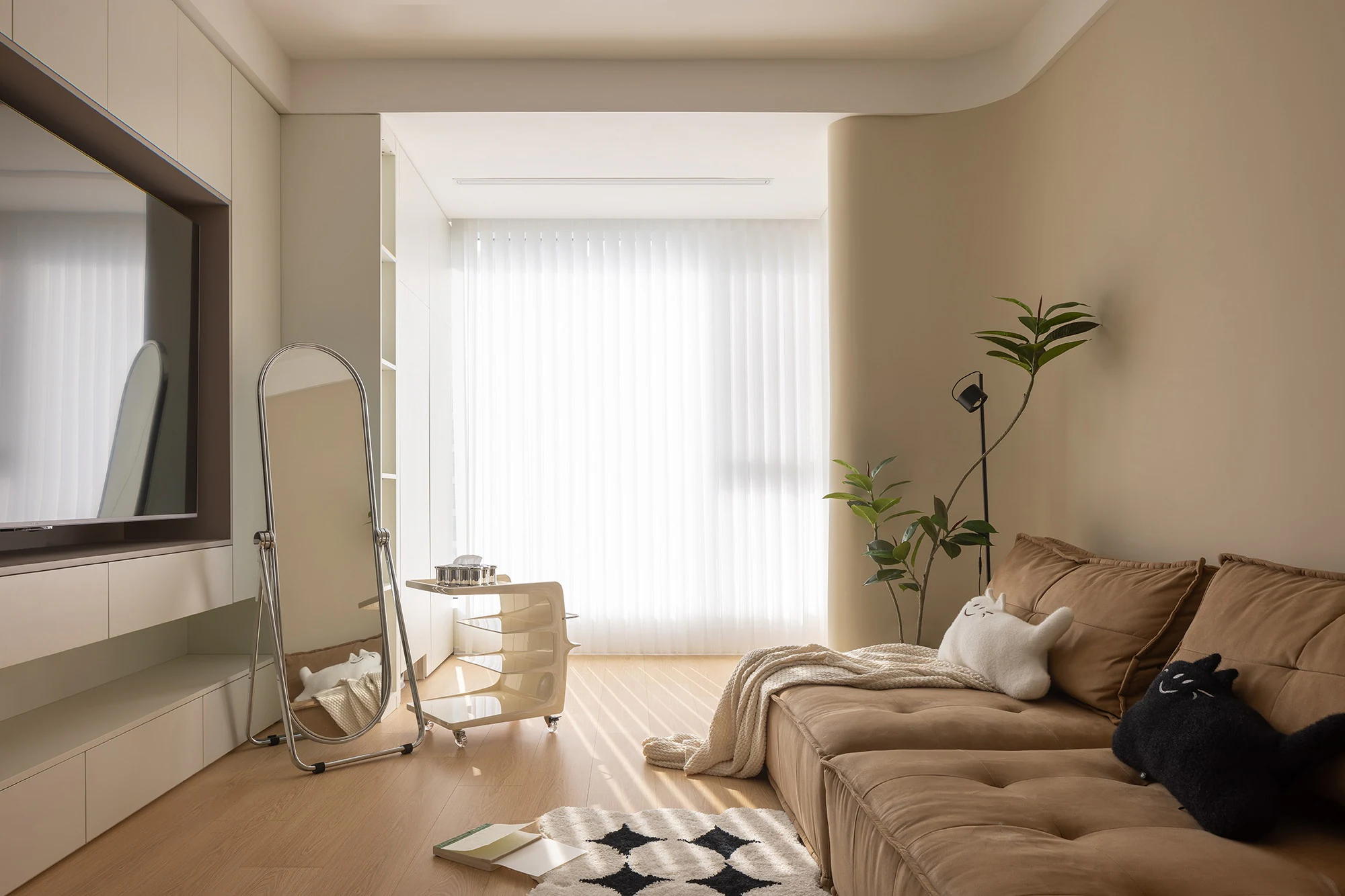 HOMESEE Sunshine City Tanyuan 80 sqm Cream Cat-Friendly Home Cream Interior Design case image 06