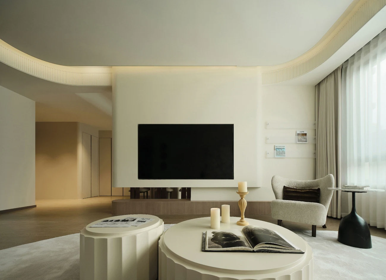 HOMESEE 400 sqm Modern Cream Duplex Villa Interior Design Cream Interior Design case image 06