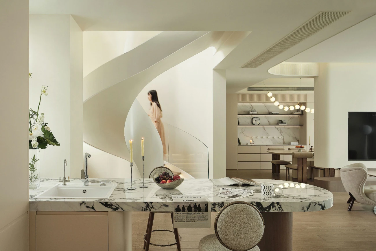 HOMESEE 400 sqm Modern Cream Duplex Villa Interior Design Cream Interior Design case image 10
