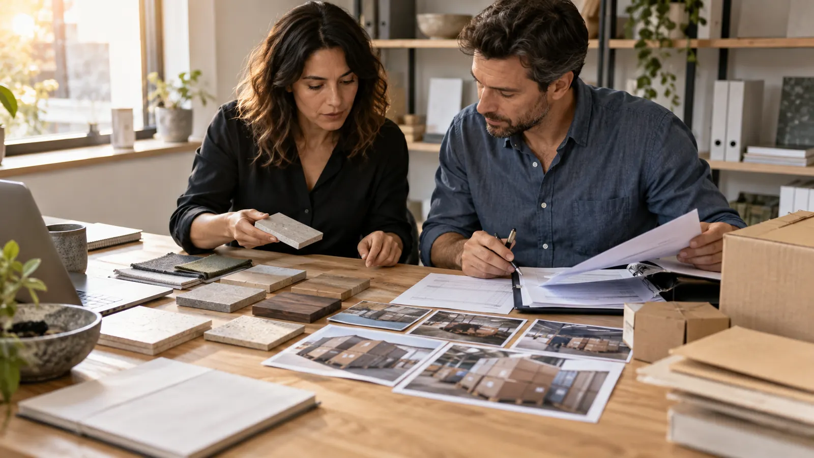 Buyer reconciling fulfilled, held and remaining project-material order lines before closeout