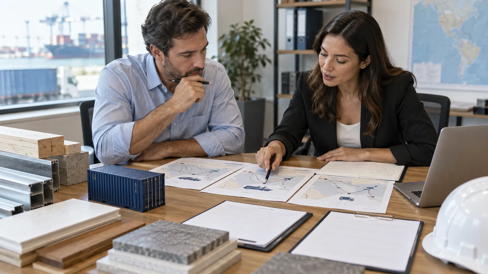 Project buyer comparing freight quotation scope for mixed building materials
