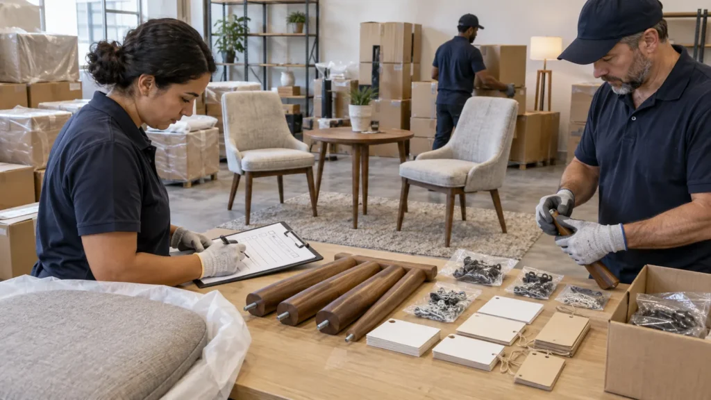 Furniture Room-Set Completeness Tally Before Packing