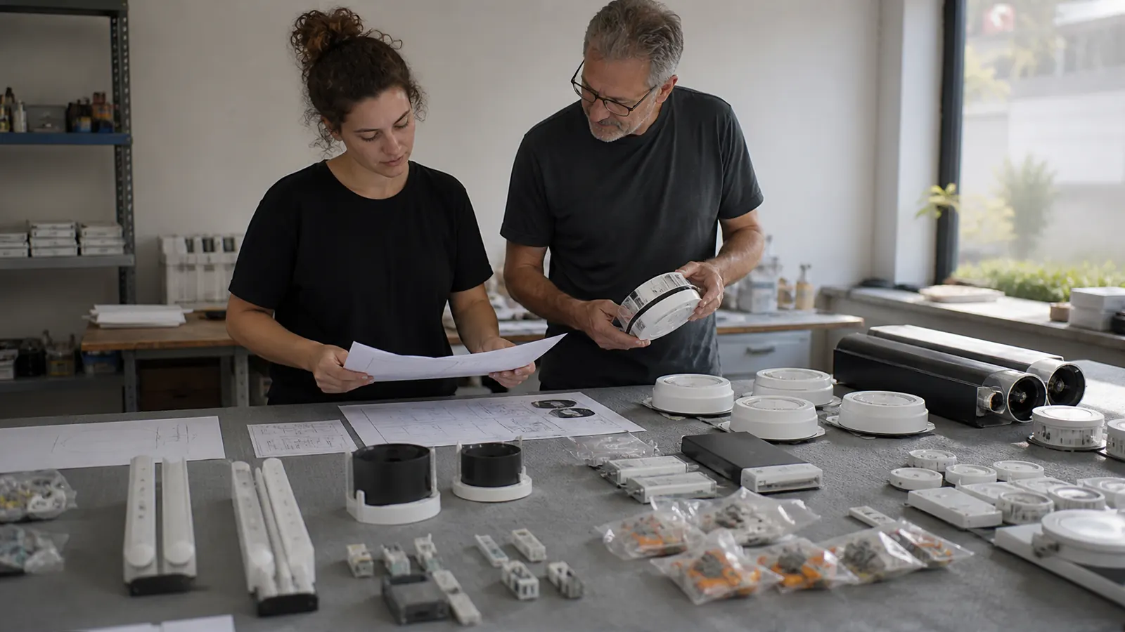 Lighting handover team matching unbranded luminaires and replaceable components to a project schedule